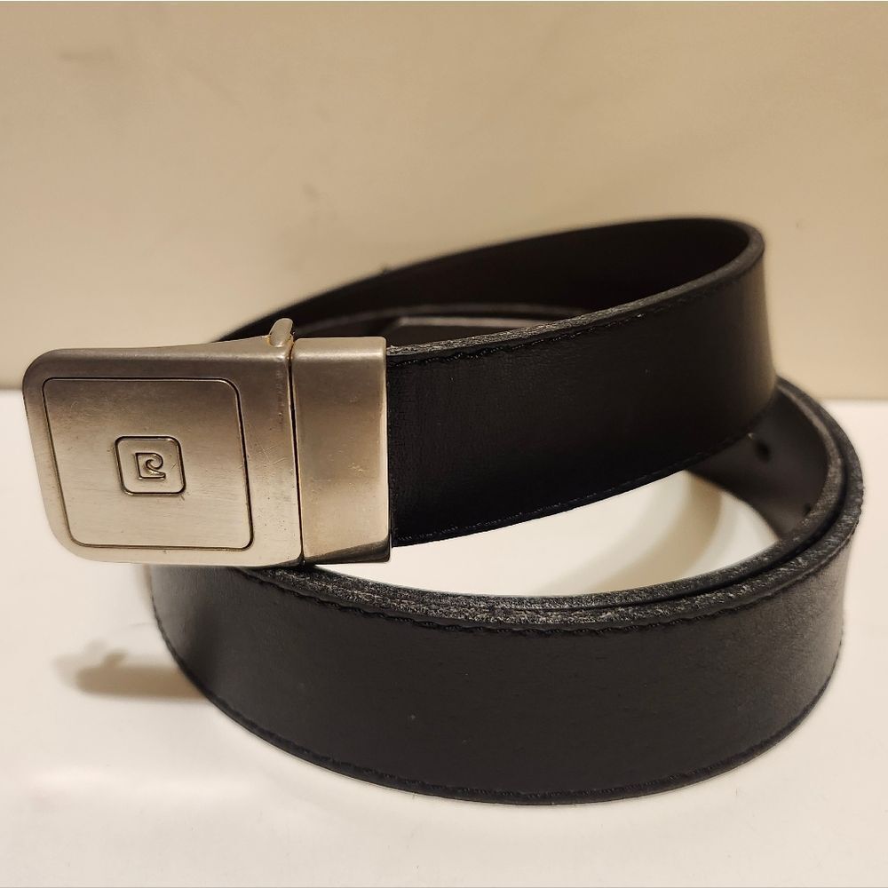 Vintage '70s Pierre Cardin Reversible Blck/Brwn Leather Belt Wmens Med/ Mens 36
